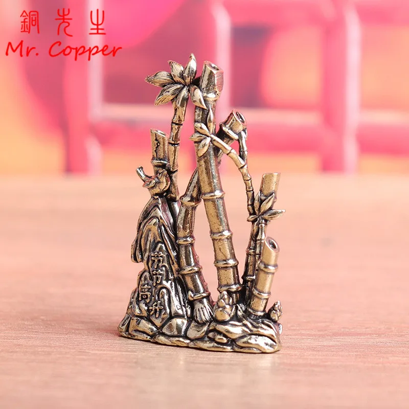 Brass Bamboo Grove Small Statue Desktop Ornaments Vintage Micro Landscape Figurines Office Home Decorations Crafts Accessories