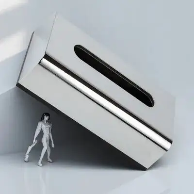 Modern Silver Plated Tissue Storage Box Multifunctional Facial Tissues Holder Elegant Rectangular Paper Container Home