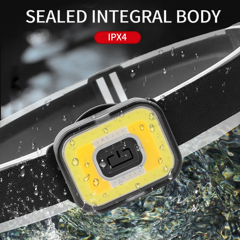 COB Magnetic Headlamp with Red/Blue Light USB Rechargeable Adjustable Headlight for Running Cycling Camping Portable Head Torch