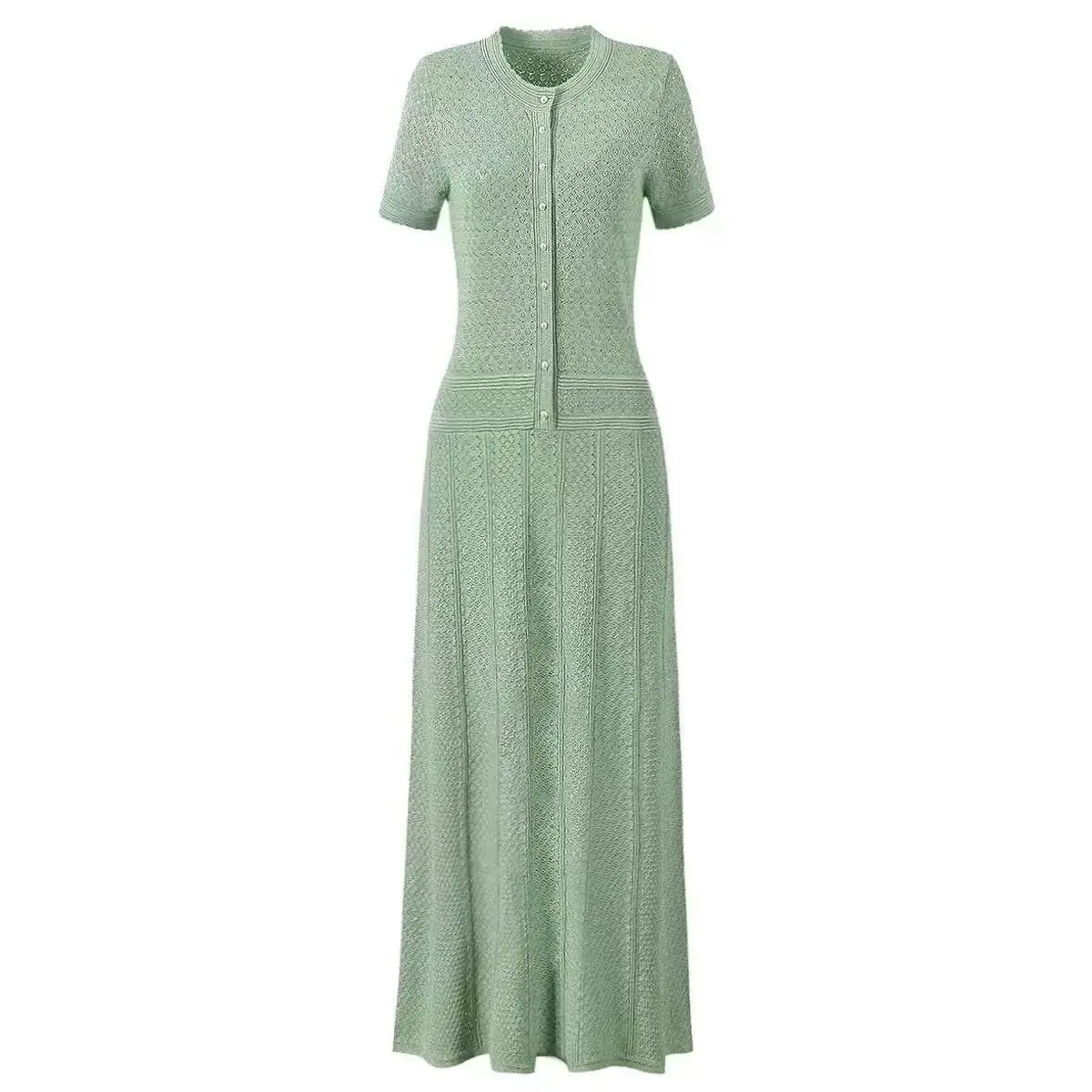 Zomerjurk 2026, nieuw, gebreid, casual, eenvoudig, puur wit, bandage, lang