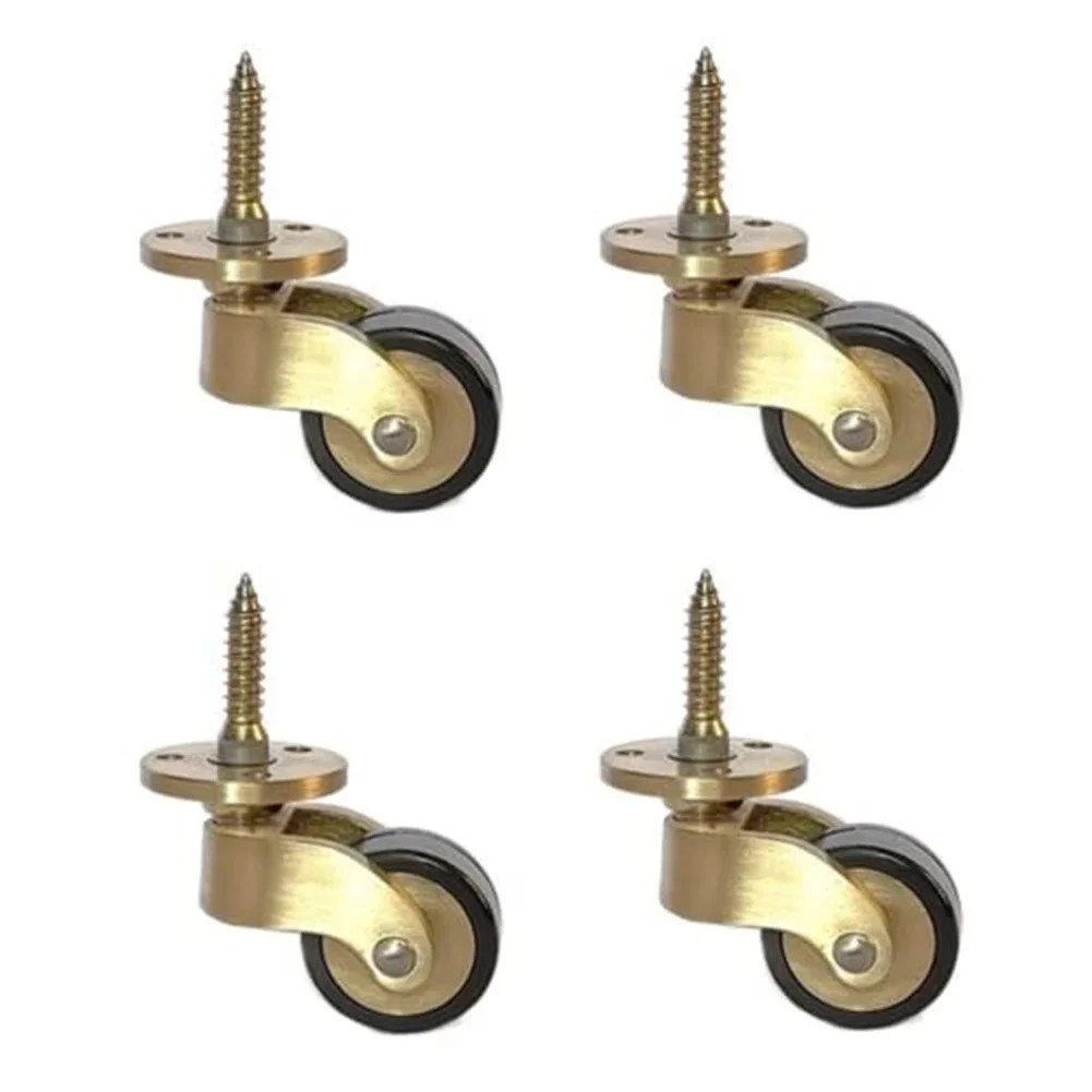 4pcs Furniture Brass Wheel 360° Rotating Casters Silent Bearing Furniture Sofa Tables Foot Roller Heavy Duty Wheel Hardware