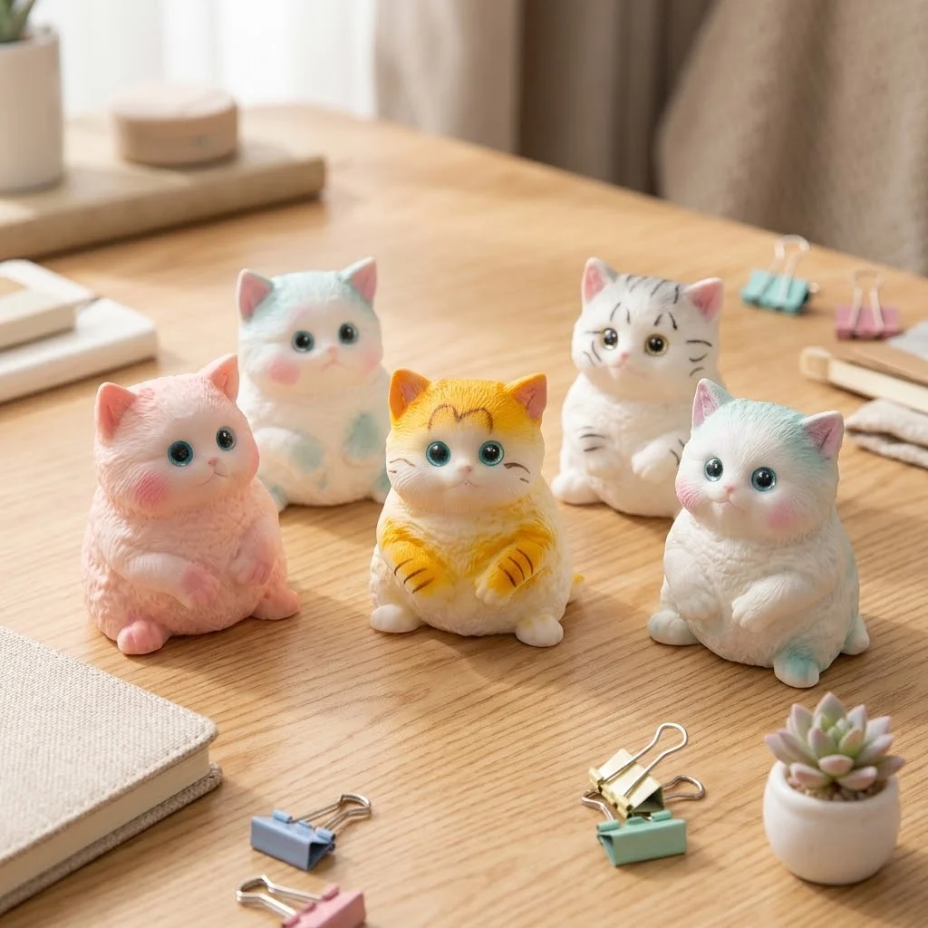 Slow-Rise Kitty Squishy Toy - Calming Stress Relief Sensory Squeeze Fidget, Soft Eco-Friendly Foam Aesthetic Desk Decor