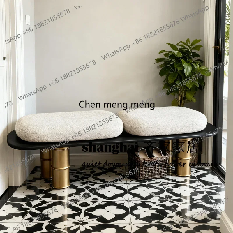 

Modern simple solid wood bedside stool fabric shoe change designer dining side stool light luxury sofa stool