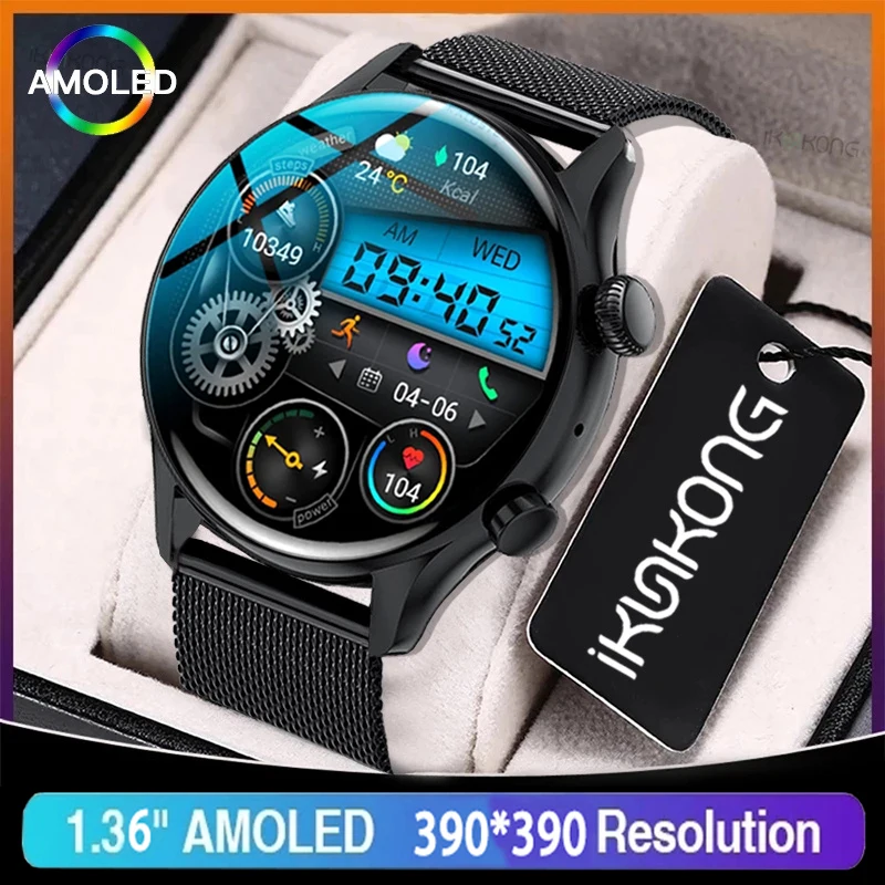 

Новинка 2022, оригинальные мужские Смарт-часы с AMOLED экраном 390*390 HD, Смарт-часы с поддержкой звонков по Bluetooth, водонепроницаемые IP68 для мужчин