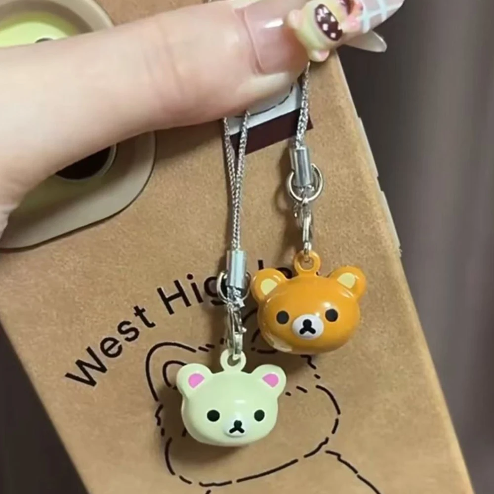 Kawaii Bell Phone Strap Lovely Bear Keychain Backpack Pendant  Accessories Students Phone Chain Charm Decor Girls Gift