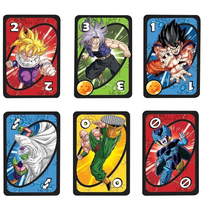 Mattel Games UNO Dragon Ball Z Card Game for Family Night Featuring Tv Show Themed Graphics and a Special Rule for 2-10 Players