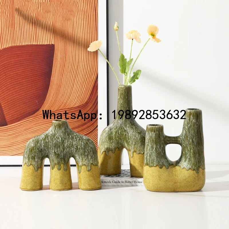 

Ceramic Vase Abstract Kiln-changing Colored Glaze Ceramic Handicraft Floral Arrangement Accessories Flower Vase Home Decoration