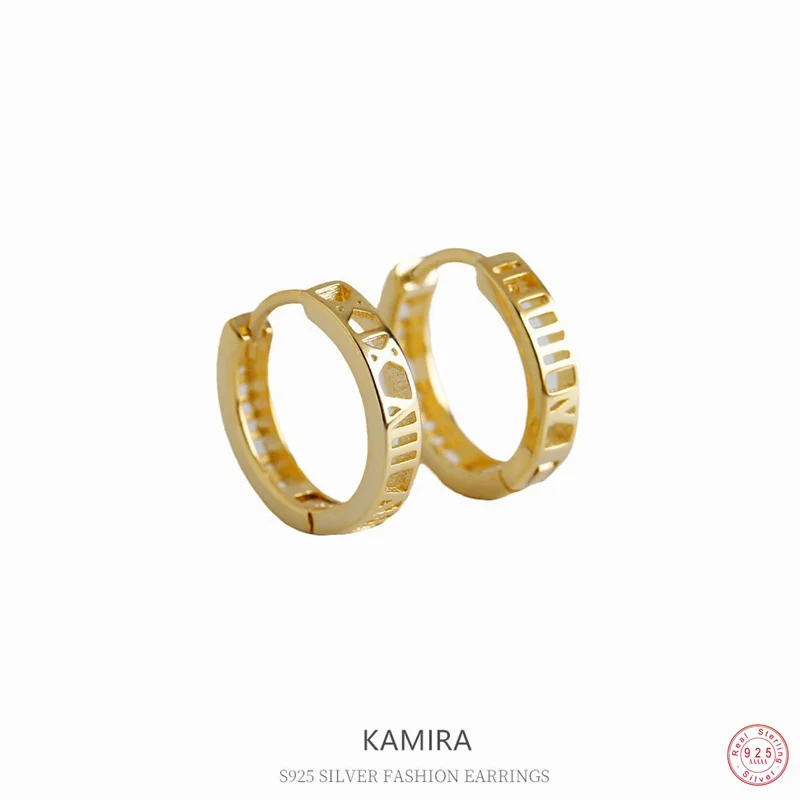 KAMIRA 925 Sterling Silver Fashion Hollowed Hoop Earrings for Women Banquet Party Luxury Charms Jewelry Summer Piercing Earrings