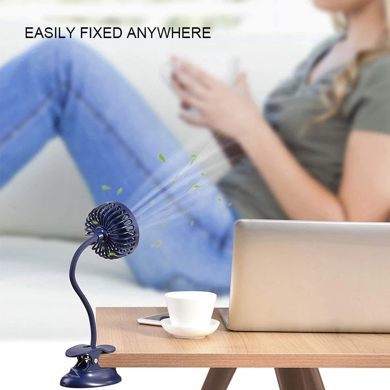Mini ventola portatile a Clip pieghevole Usb ricaricabile piccola ventola 2000mAh batteria ventole da tavolo ventola per passeggino all'aperto con 3 velocità