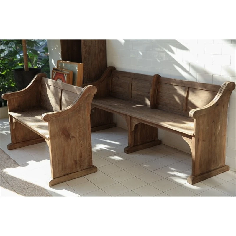 French European village, church chair, wabi-sabi solid wood