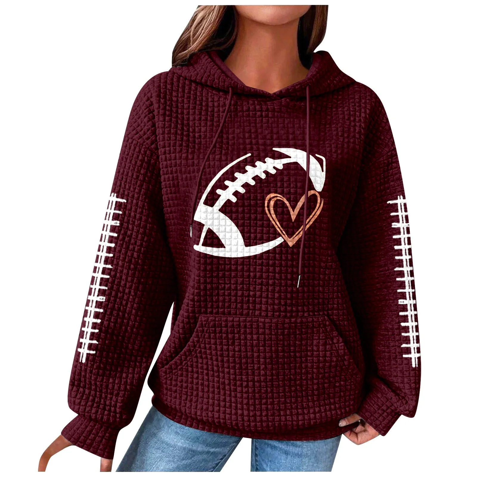 

Loose Casual Ladies Pullover Tops Women's Long Sleeved Hooded Sweatshirts With Pockets Rugby Letter Printing Fashion Hoodies