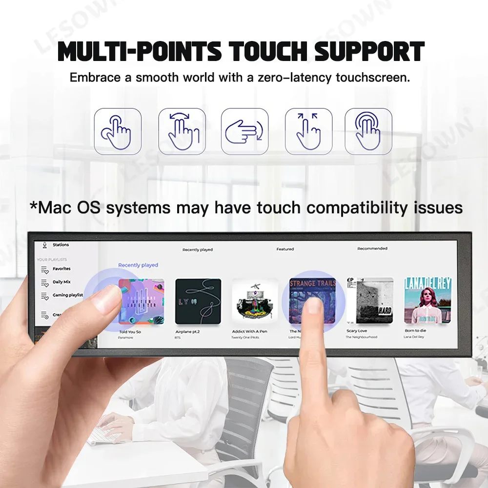 LESOWN 480x1920 Vertical Case Sub-display 8.8inch Type-C White Hardware Monitor 600nits Panel for Liquid Cooling PC Mod