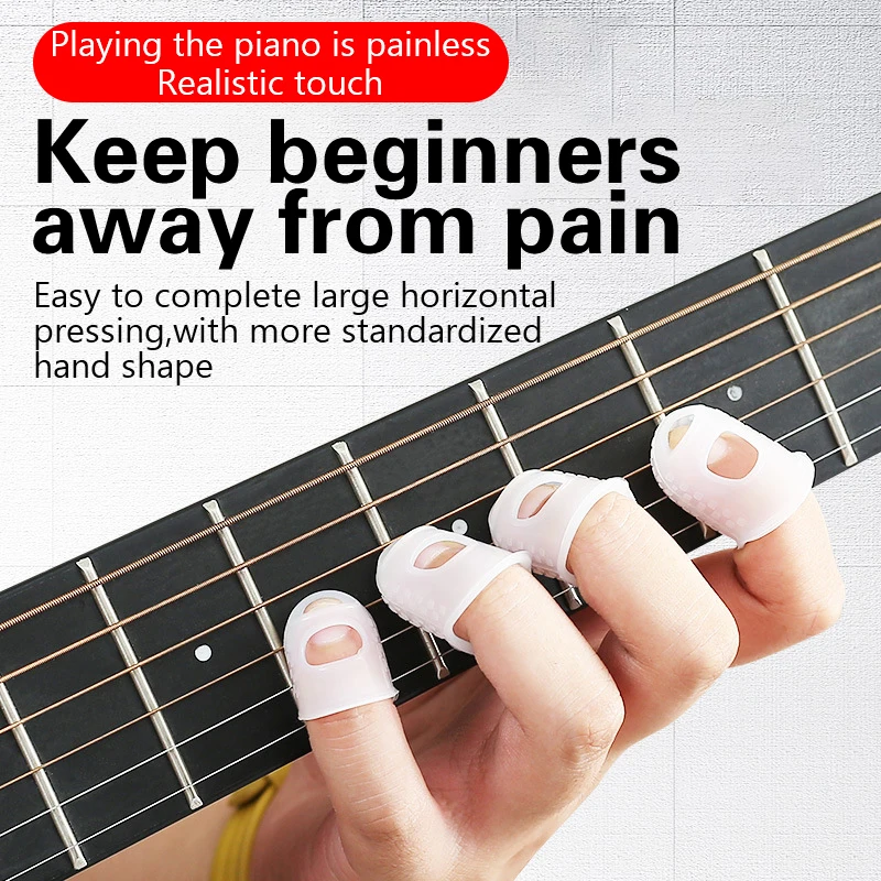 Finger Silicone Guitar Pressing Finger Covers Thickened Universal Guitar Finger Protectors Wear-Resistant Non-Slip