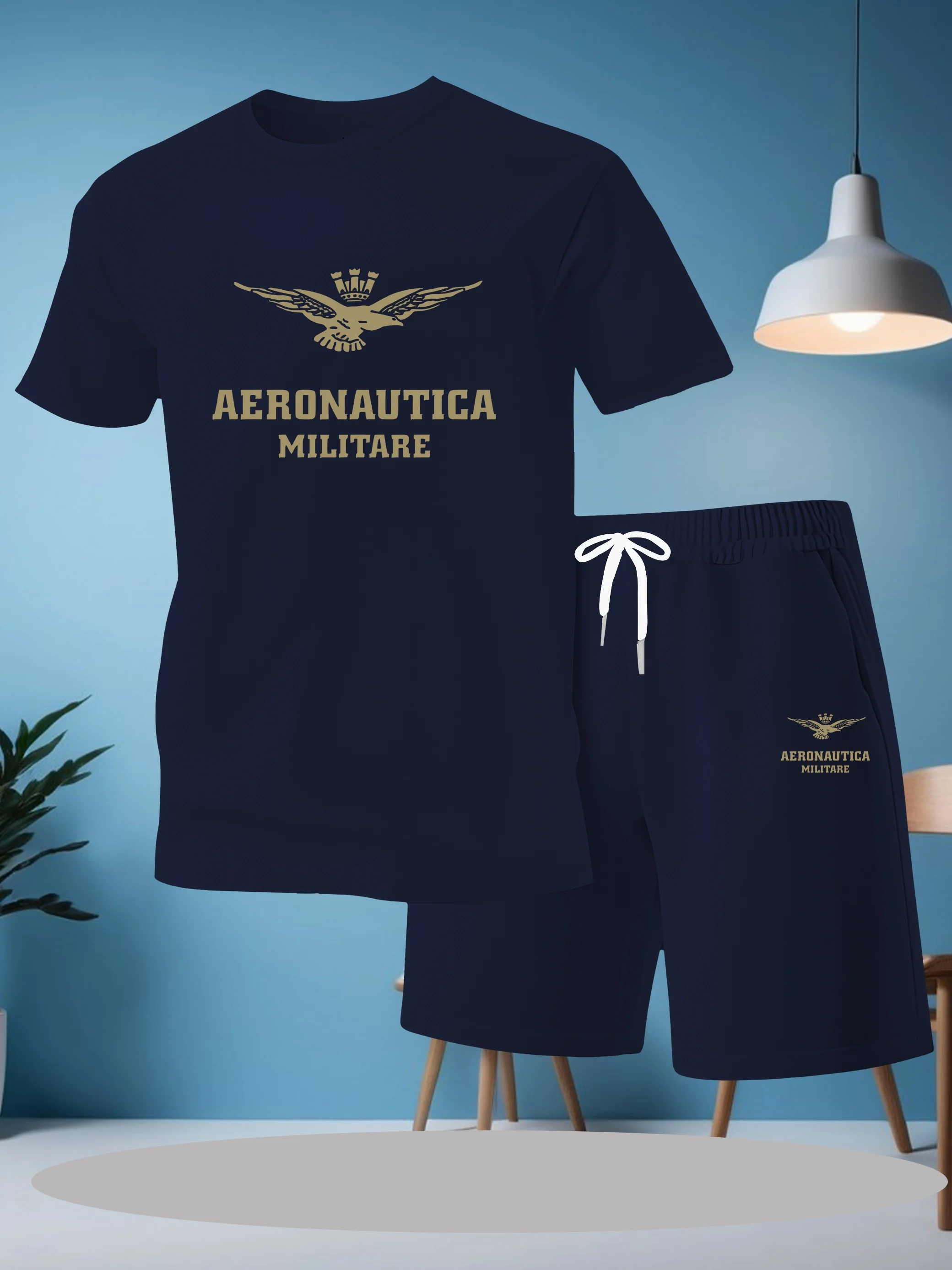 Новый мужской костюм на лето 2025 года с принтом, создания повседневного, спортивного, удобного и мягкого полиэстера.