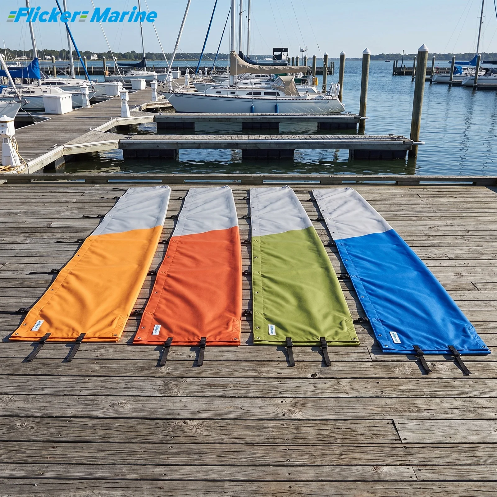 Flicker Standard Mainsail Boom Cover, Two-Tone Polyester Sailboat Boom Protector, Durable Fabric, UV Protection, 10 Models, 4 Co