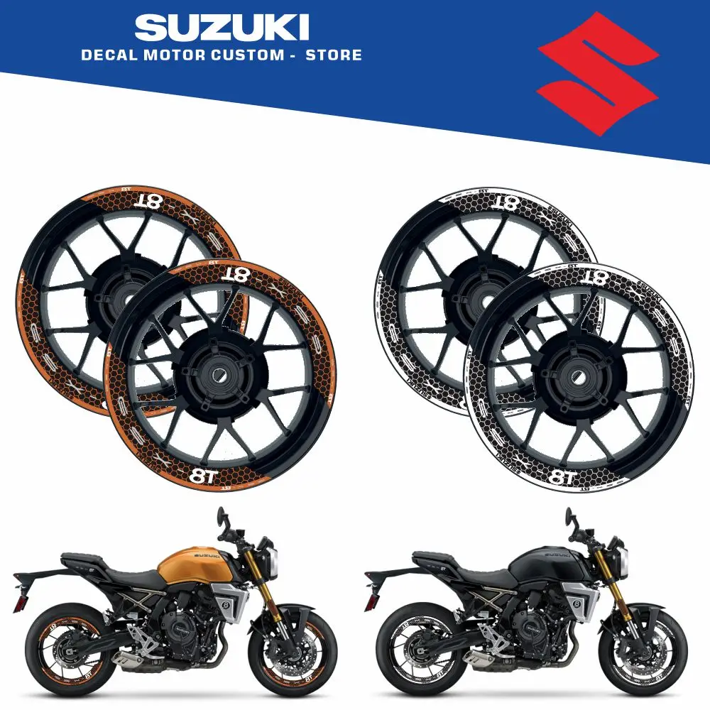 

Multi color selection 8 pieces decals stripes for front + rear rim decals stickers 2-Piece Decals For SUZUKI GSX-8T GSX8T