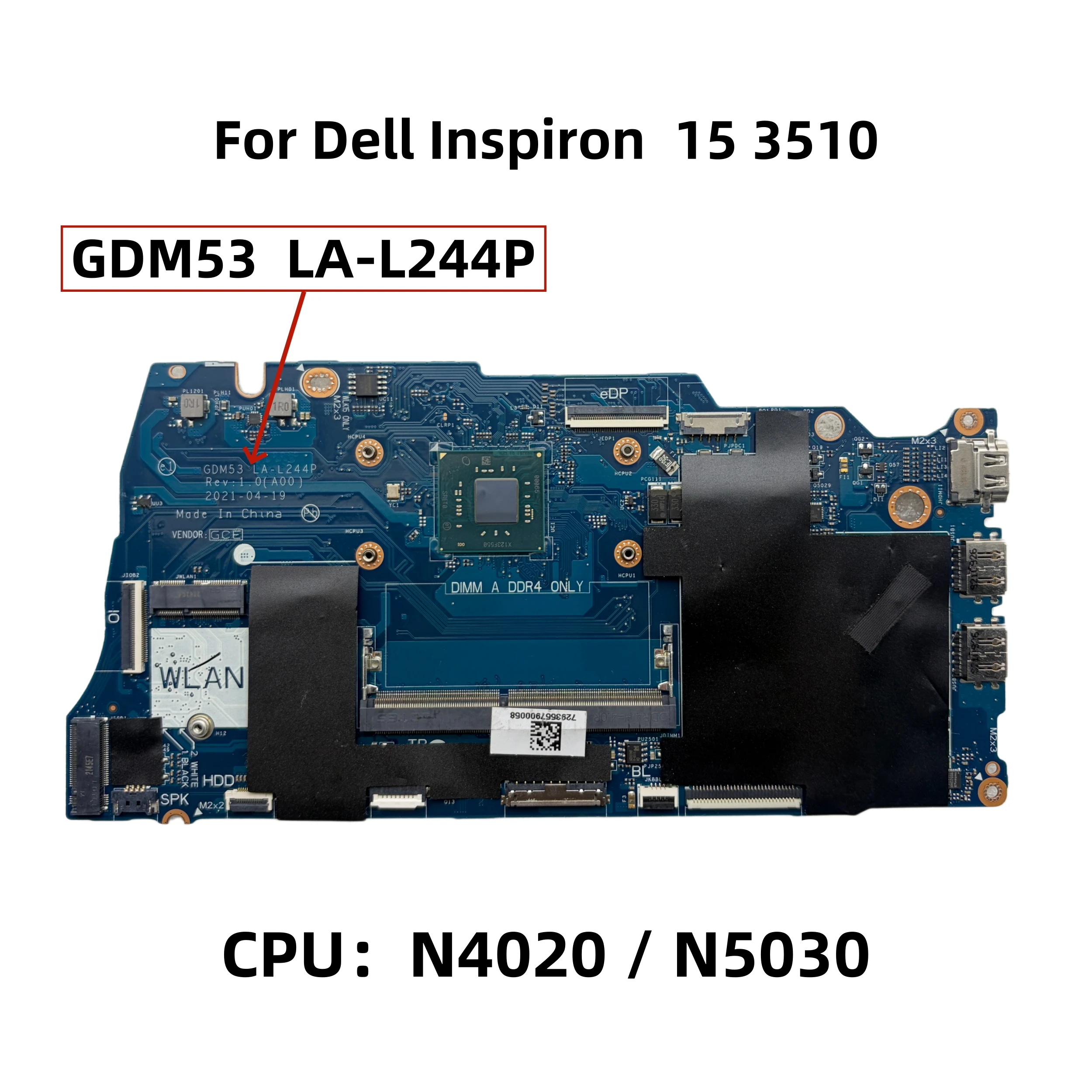 gdm53-la-l244p-for-dell-inspiron-15-3510-laptop-motherboard-with-n4020-n5030-cpu-ddr4-cn-0ncxc4-0r84g9-0p1jg9-100-new-board
