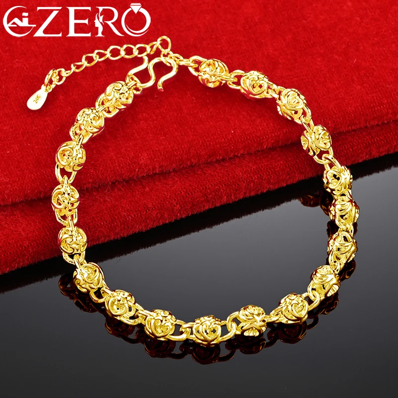 

ALIZERO 18K Gold Geometry Beads Chain Bracelet For Women Man Fashion Charm Jewelry Gift Wedding Party Trendy Accessories