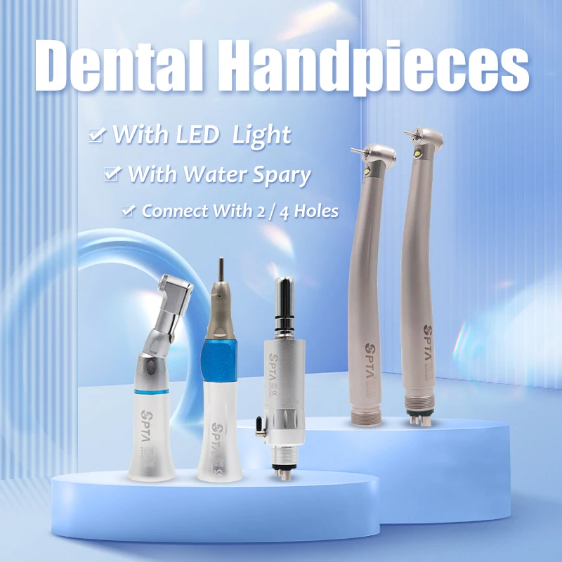 

Dental 2pcs LED High and Low Speed Kit with External Water Spray Air Turbine Handpiece Kits E-type Air Motor Contra Angle Set