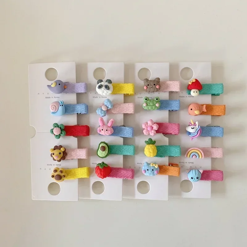 

5pcs/set Sweet Girls Toddler Hair Clip Kawaii Cartoon Animal Hairpin for Baby Girl Bang Side Clip Unicorn Style Kids Headwear