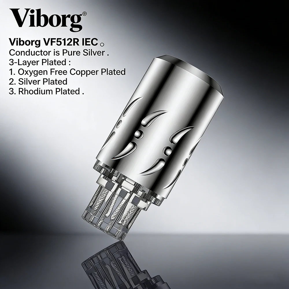 Viborg VF512R C15 C13 Power IEC Connector Rhodium Plated IEC Plug for Improved Connectivity