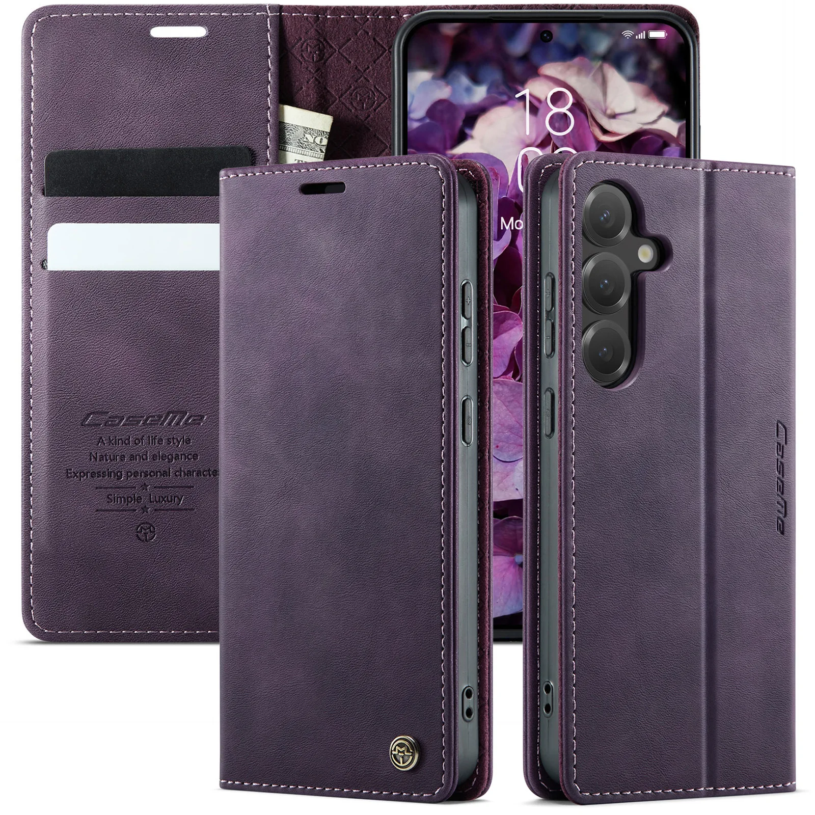 RFID Blocking Book Case For Samsung Galaxy A56 A55 A54 A53 A52 A52S A51 A50 A50S A36 A35 A34 A33 A30S Leather 2 Cards Flip Cover