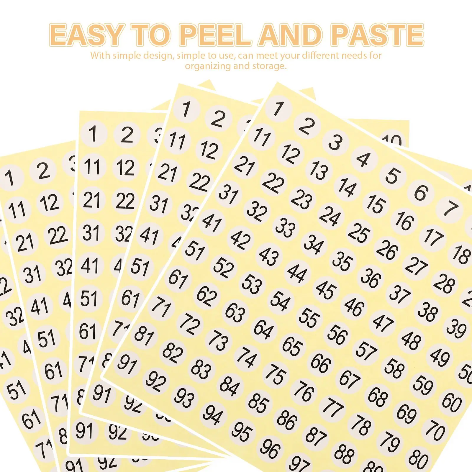 Digital Stickers 15 Sheets Copper Plate Numbered for Office Classroom Self Adhesive Item Classification Storage Folder Labels