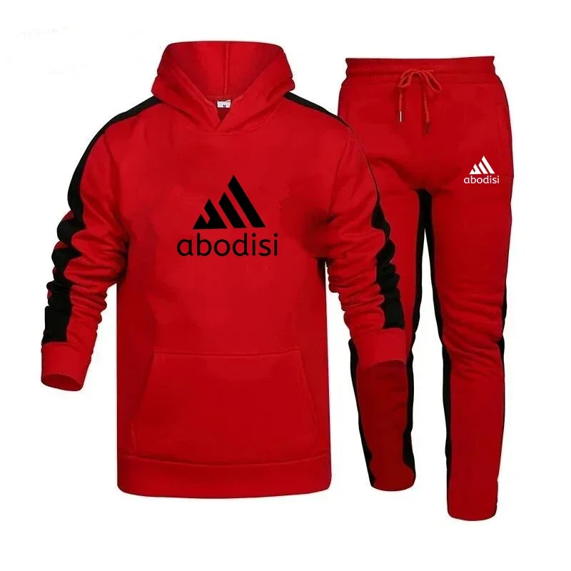 Ropa Deportiva de 2 piezas para hombre, Sudadera con capucha y pantalones de chándal para correr, traje deportivo de ocio al aire libre, otoño e