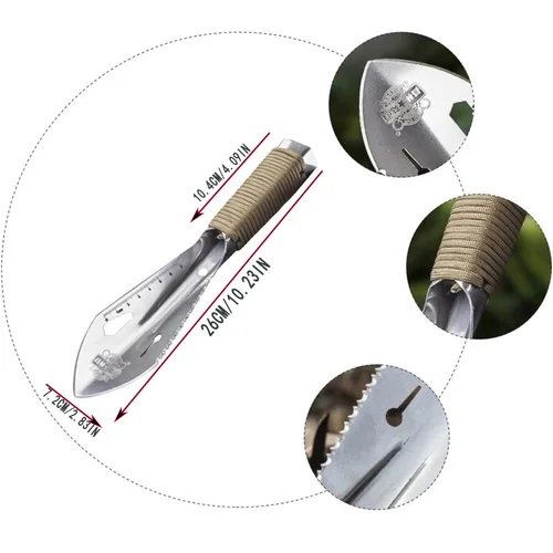 Imagen 2 del producto Pala de acero portátil, herramientas de jardín, herramientas de supervivencia en el campo, pala de mano táctica pequeña multifuncional de acero inoxidable para exteriores