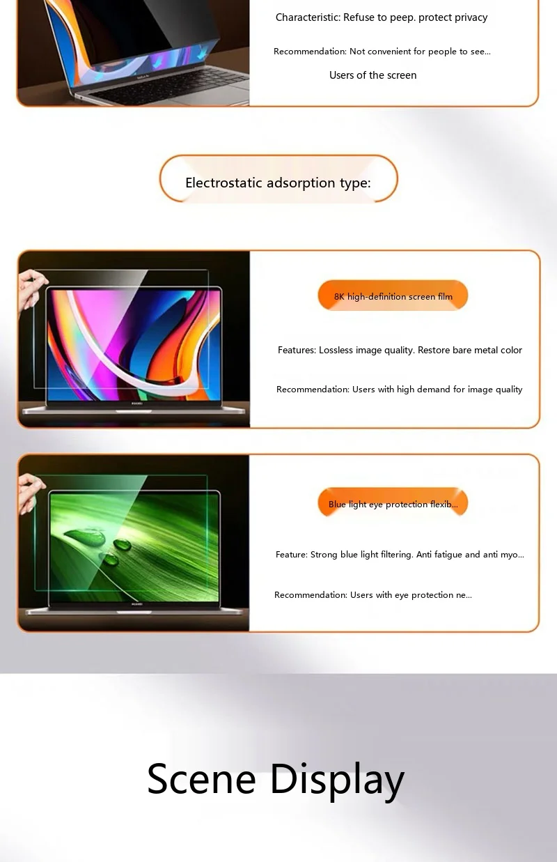 Magnetischer Anti-Blaulicht-Bildschirmschutz für MacBook 13-17 Zoll Wiederverwendbare Augenschutzfolie – Detail 8