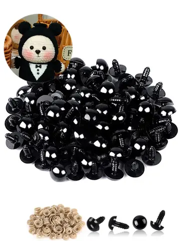 100pcs 5/6//7/8/9/10/12/14/18/20mm Plastic Safety Eyes For Toys Diy Mix Size Crochet Animal Eye For Doll toys  Accessories