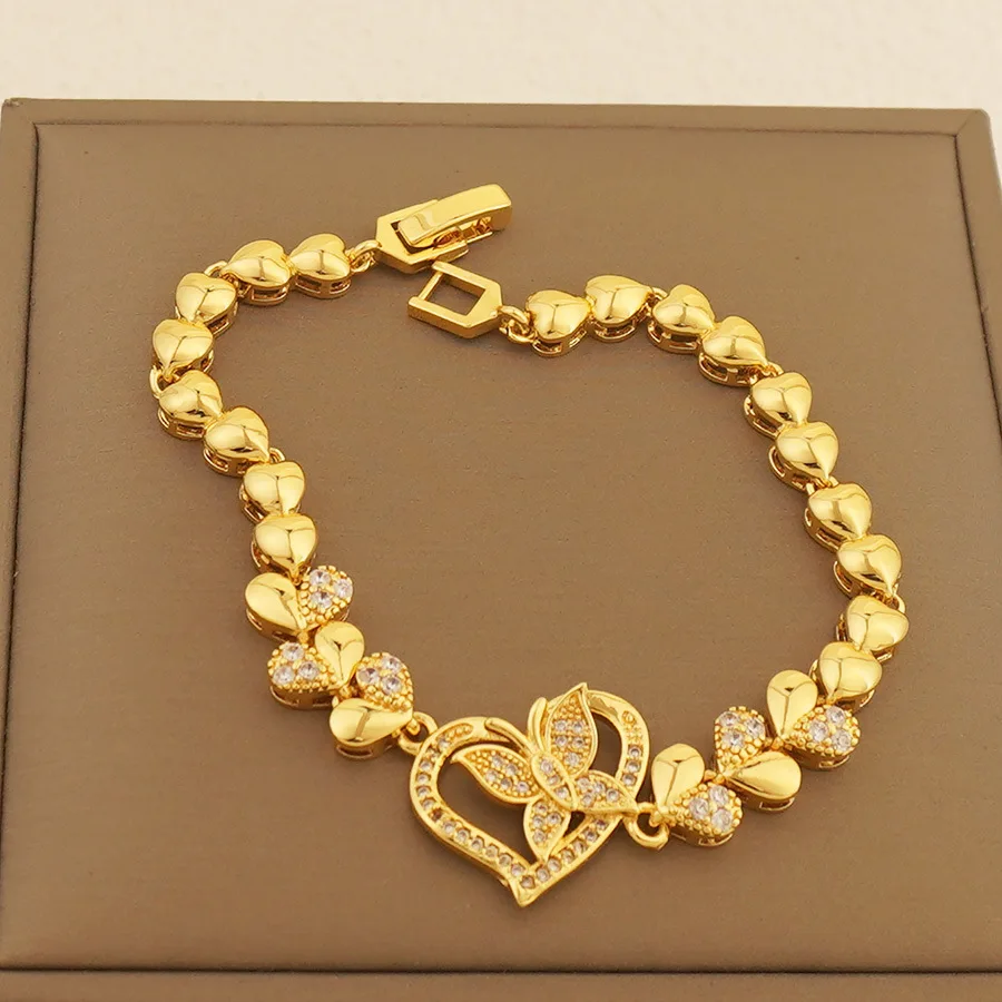 9999 Gold Butterfly Bracelet Set - Elegant Daily Jewelry Set for Ladies in Dubai - Middle Eastern Bracelet