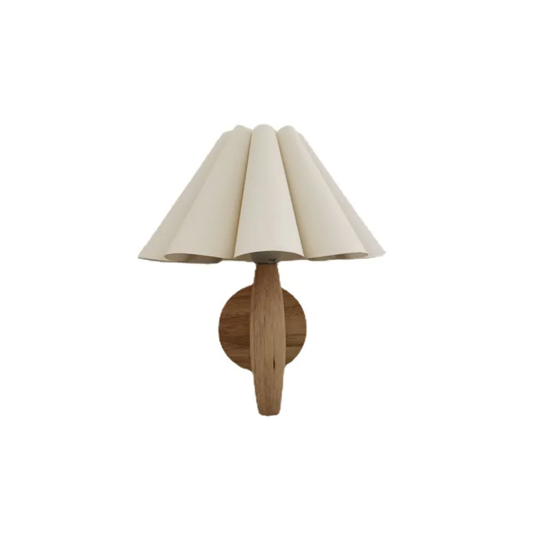 

Log color wood wall lamp B & B petal lamp entrance corridor balcony aisle door Nordic wind medieval pleated lamp