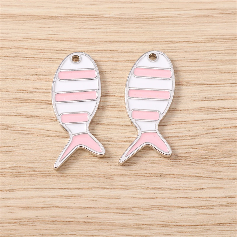 5 Stück 12x26mm Niedliche Bunte Emaille-Fisch-Anhänger für die Herstellung von Ohrhängern, Halsketten, Armbändern, DIY-Handwerk und Schmuckzubehör – Detail 14