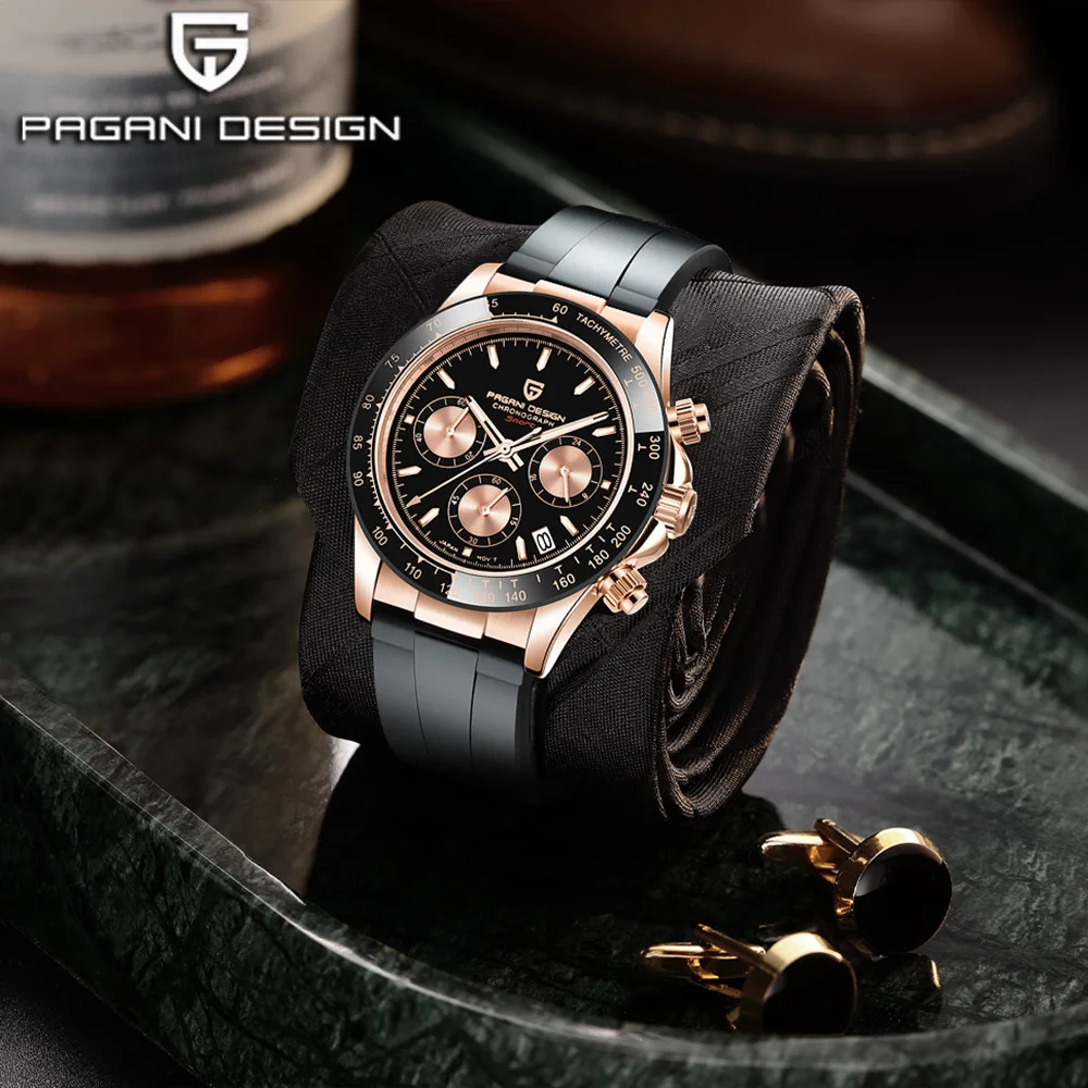 

2025 Pagani design top brand new men's quartz watch luxury sapphire glass VK63 sports watch rubber strap chronograph men's 10bar