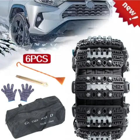 6PCS Car Snow Chain Urethane Watch Band TPU Non-slip Car Tire Chains Tyre Winter Off Road BUS Truck Snow Strap Line Universal