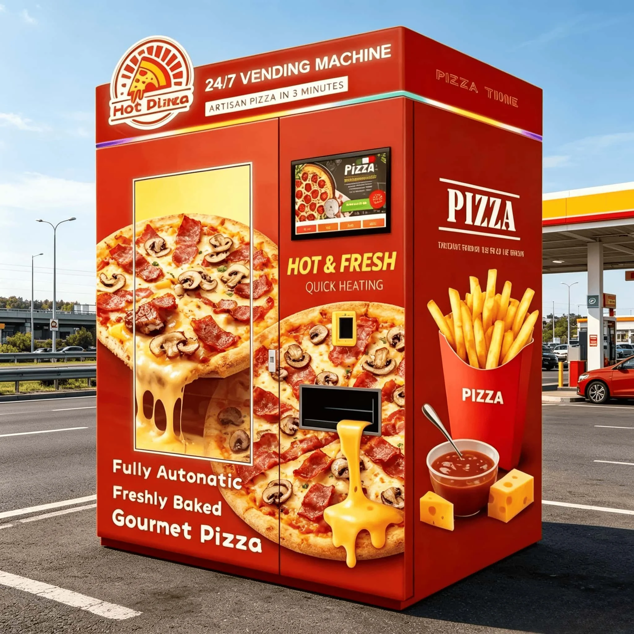 FOODLINE Micro Oven Pizza Vending Machine Even Heating Uniform Bake Frozen Pizza Storage Vending Cabinet