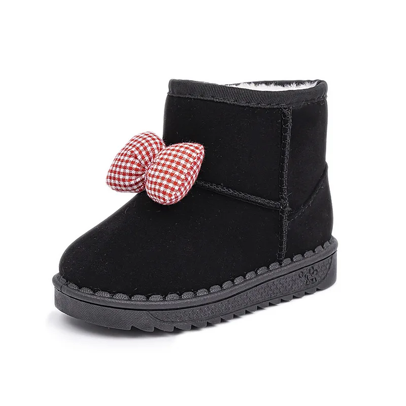 2024 New Winter Fashion Children Snow Boots Bow Girls Princess Shoes Cotton-Padded Casual Boots Warm Plush Sneakers for Kids