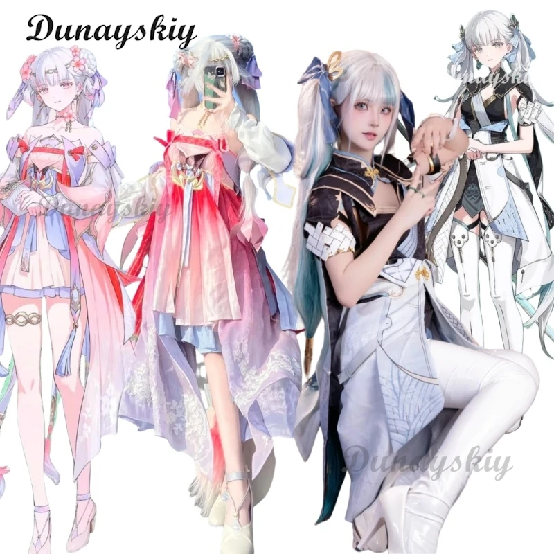 

Набор для косплея Wuthering Waves Jinhsi — новое розовое платье из кожи, обувь Hanfu и парик | Женский наряд для Хэллоуина и весеннего фестиваля