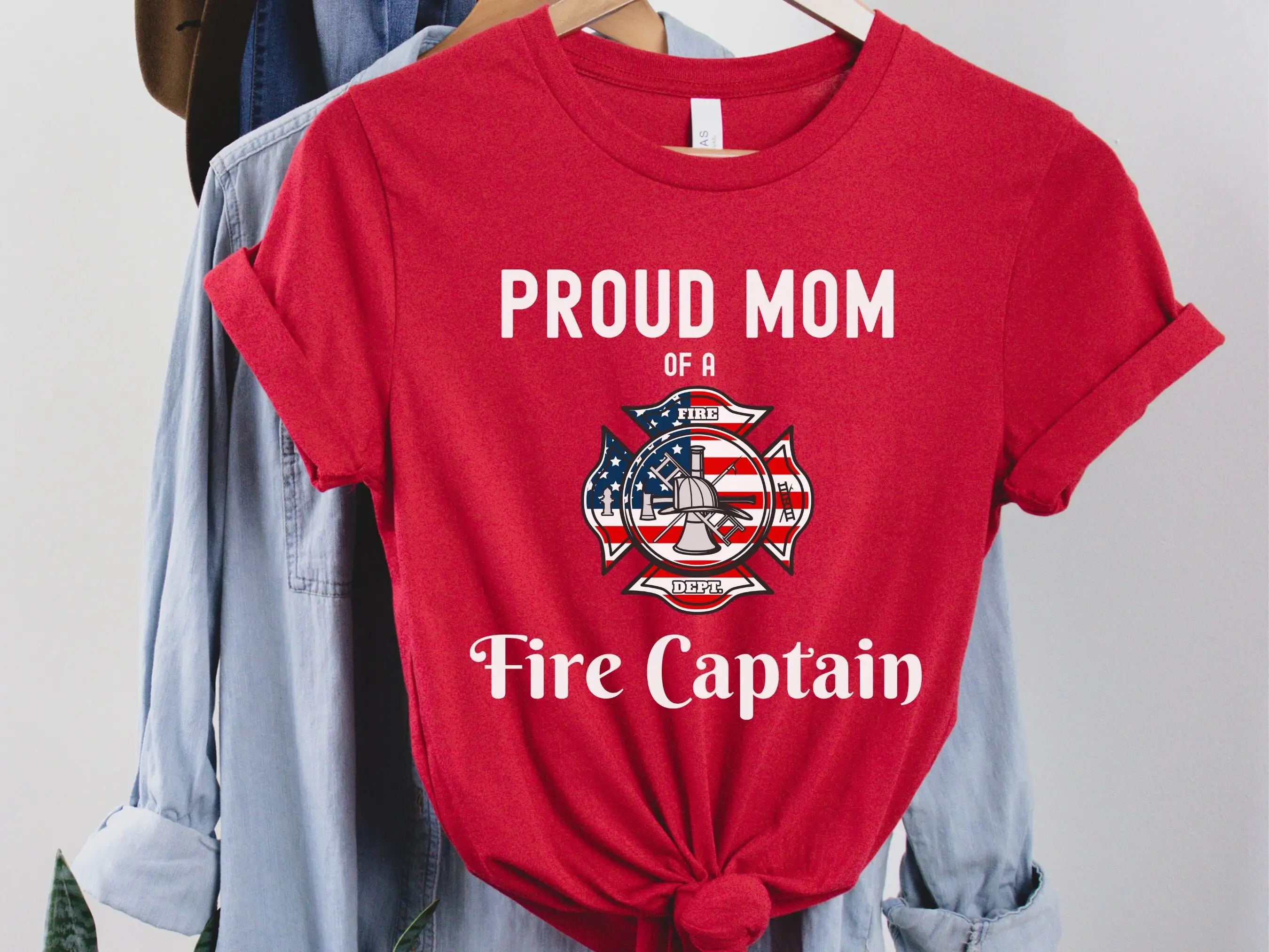 

Proud Mom of a Fire Captain T Shirt Firefighter