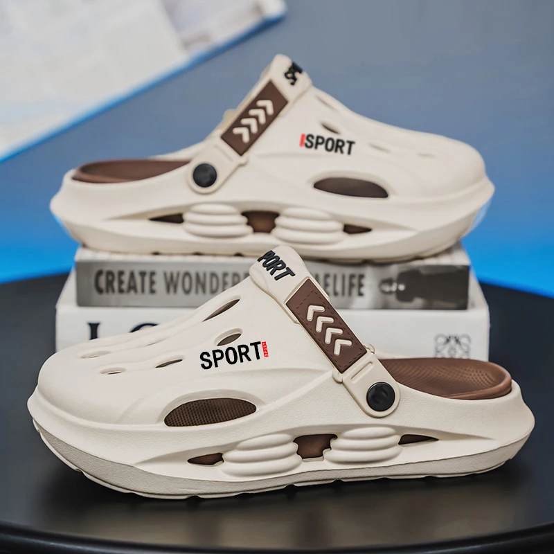 

Новые летние мужские уличные сандалии, тапочки, пляжные удобные сабо, мягкие шлепанцы, мужская повседневная обувь, садовая обувь, мужские пляжные тапочки