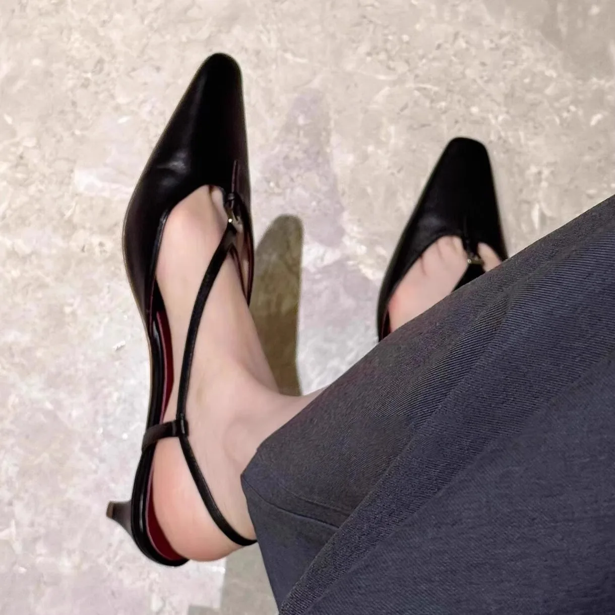 

2026 Summer New French Style Women Shallow Cut Mid Heel Mules Kitten Heel Backless Sandals Elegant Daily Casual Footwear