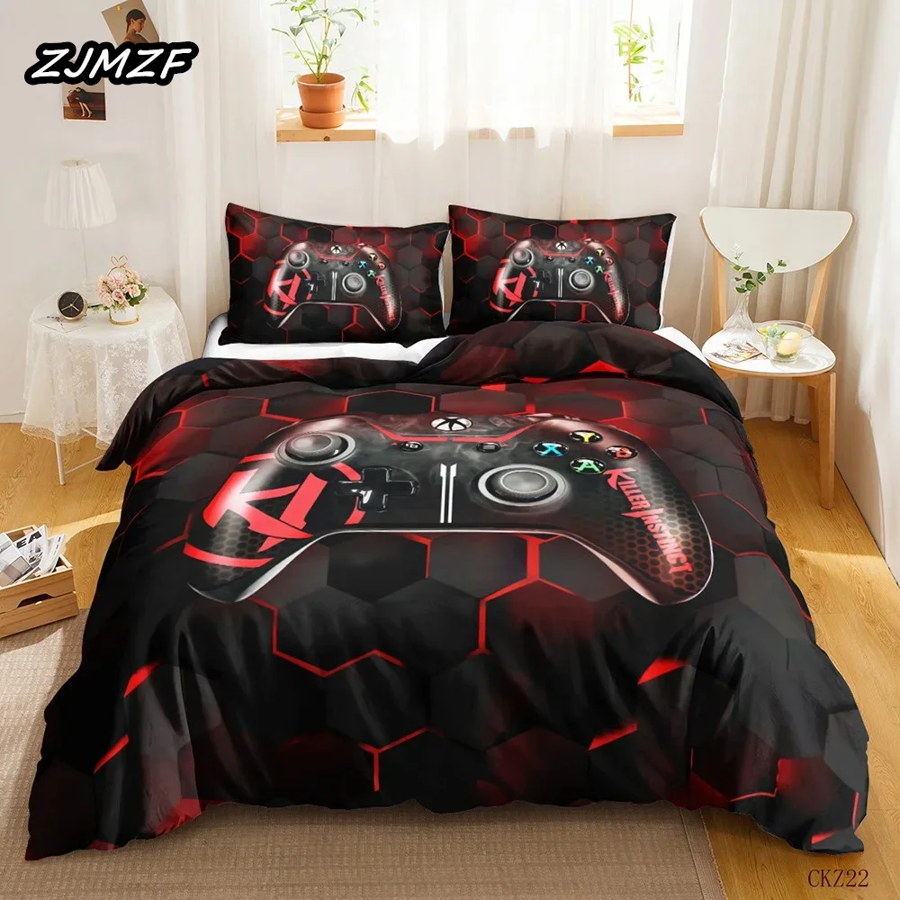 Gamer Bedding Sets For Boy, Gamepad Controller Duvet Cover Set King Size,Video Games Home Decor Comforter Cover For Teen Bedroom