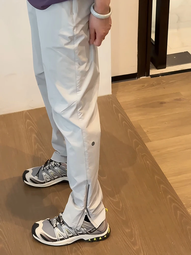 

American Sle Side Zipper Flared Pants Men Summer Thin Ice Silk Qui Dry Workwear Fce Outdoor Mountain Climbing Trousers