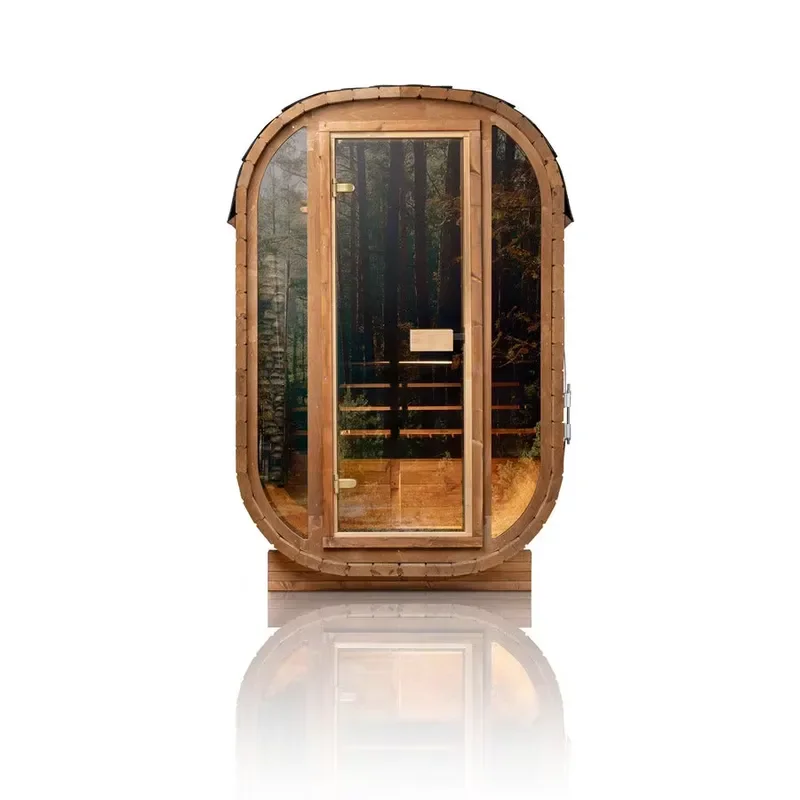 

【CHIMU HOME】 Thermowood Outdoor Sauna Cabin with Full Glass Front for Backyard Garden Wellness Retreat