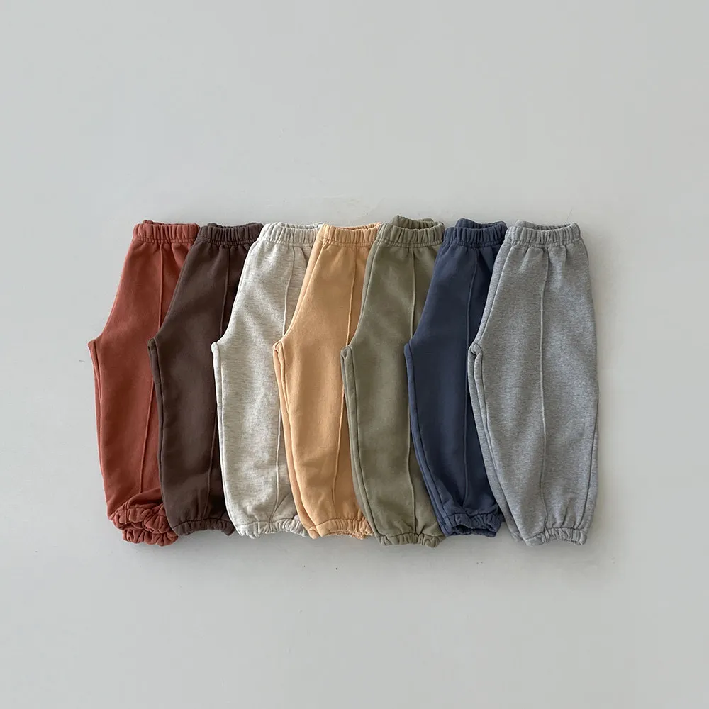 Infant and toddler sweatpants are versatile solidcolor sports childrens leg tights and elastic casual spring and autumn trousers