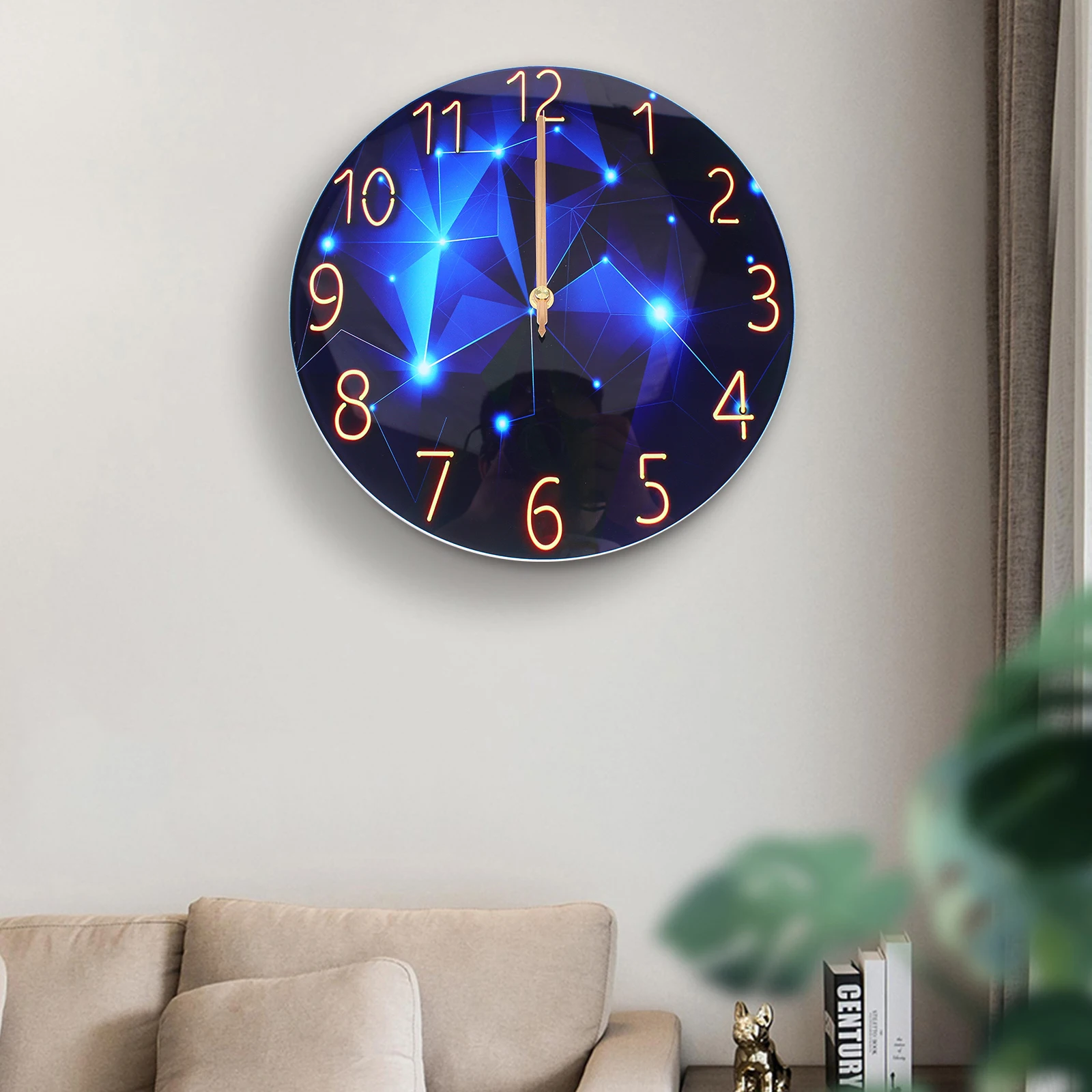 

30cm Round Ultra-Thin Tempered Glass Wall Clock Creative Modern Quartz Wall Clock Home Living Room Decoration Silent