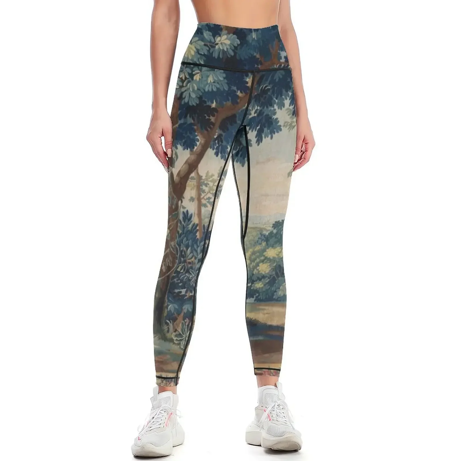 

GREENERY, TREES IN WOODLAND LANDSCAPE Antique Flemish Tapestry Leggings sports for sportswear for gym sport set Womens Leggings