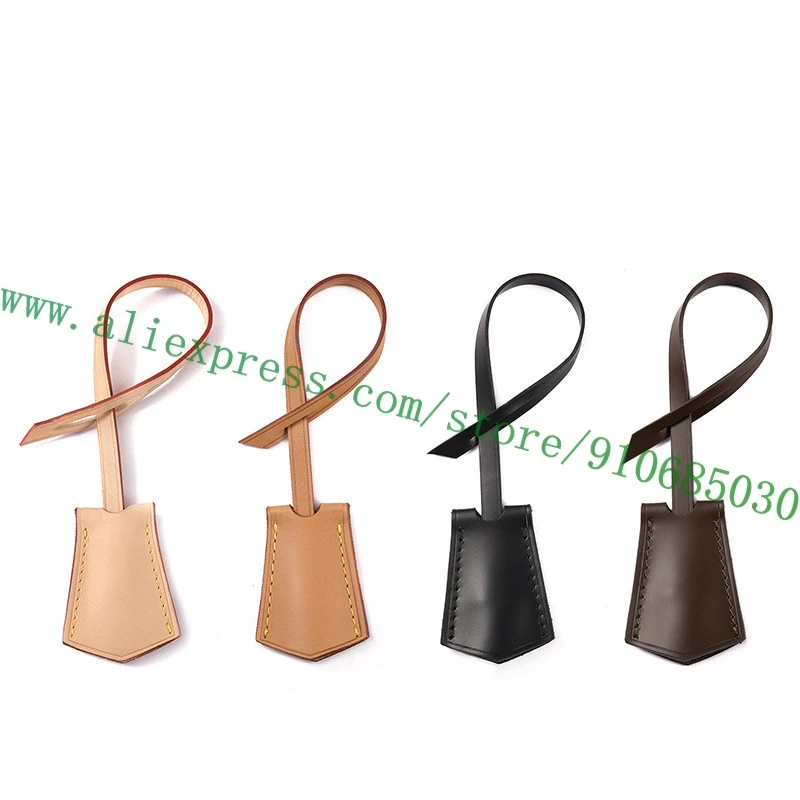 Vachetta Calfskin Key Bell Bag Charm Hanging Name Tag Label Strap For Luxury Designer Lady Handbag Women Purse 4 Colors