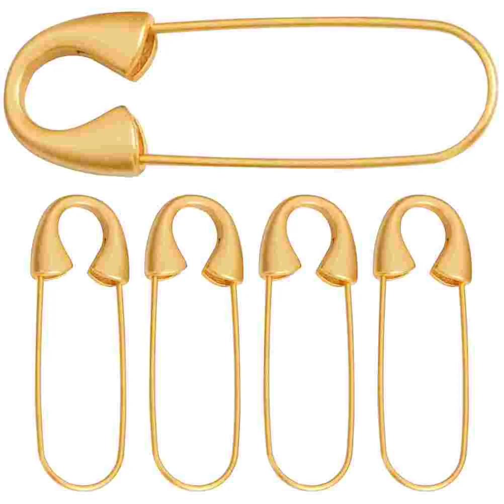 5 Pcs Gold Pin Needles Jacket Clothing Lapel Decorative Brooch Safety Heavy Duty Metal Base Findings Large Office